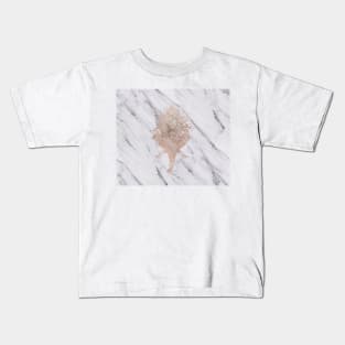 Rose gold abstract elephant - white marble Kids T-Shirt